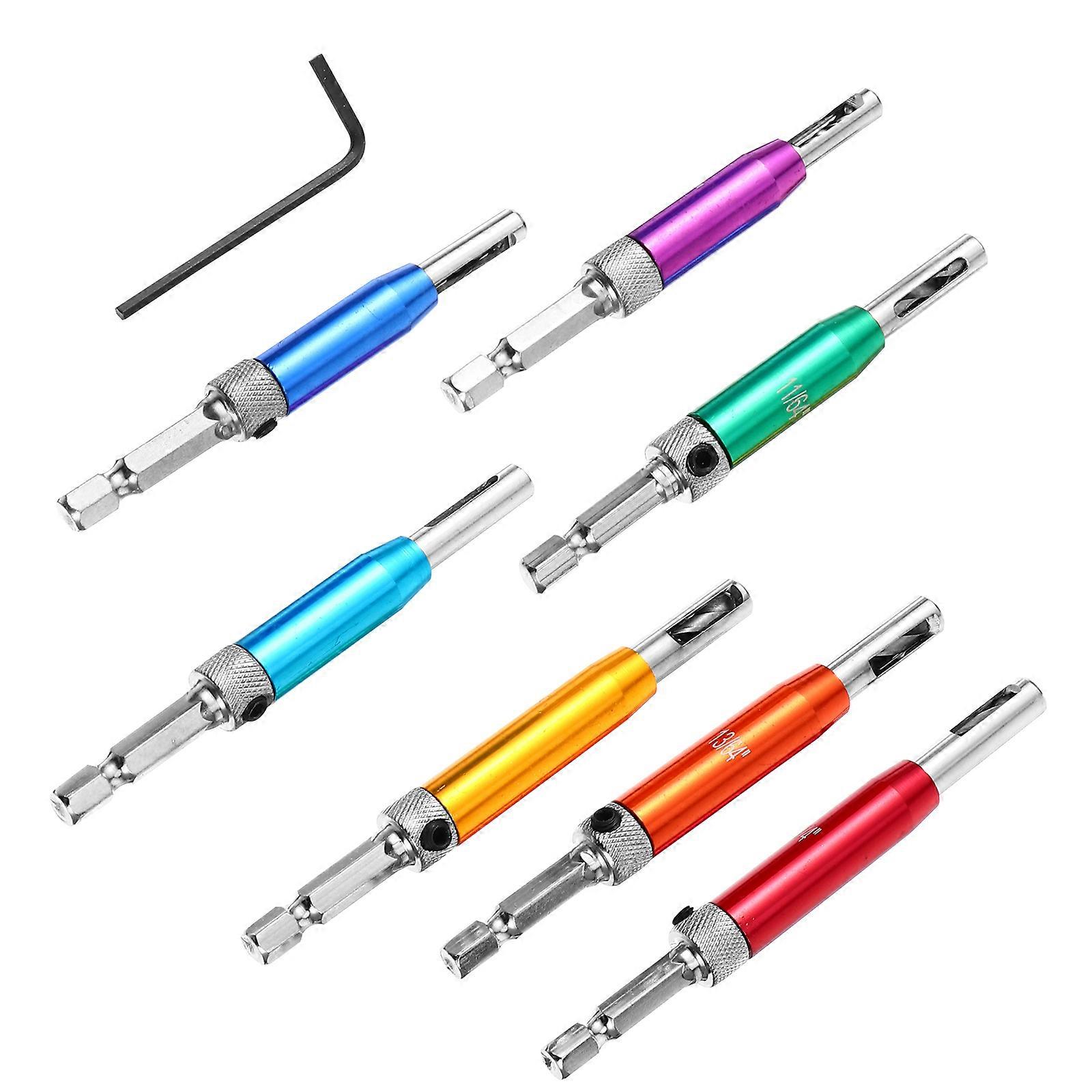 Drill Bit Punch Locator for Door and Furniture Installation with High Hardness Aluminum Alloy 7 Sizes