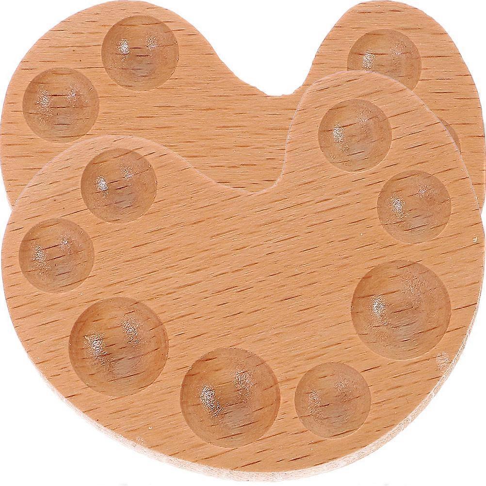 Art Pallets For Painting Wooden Tray Khaki Color Storage Function Students 6.00X4.50X1.00CM 2Pcs