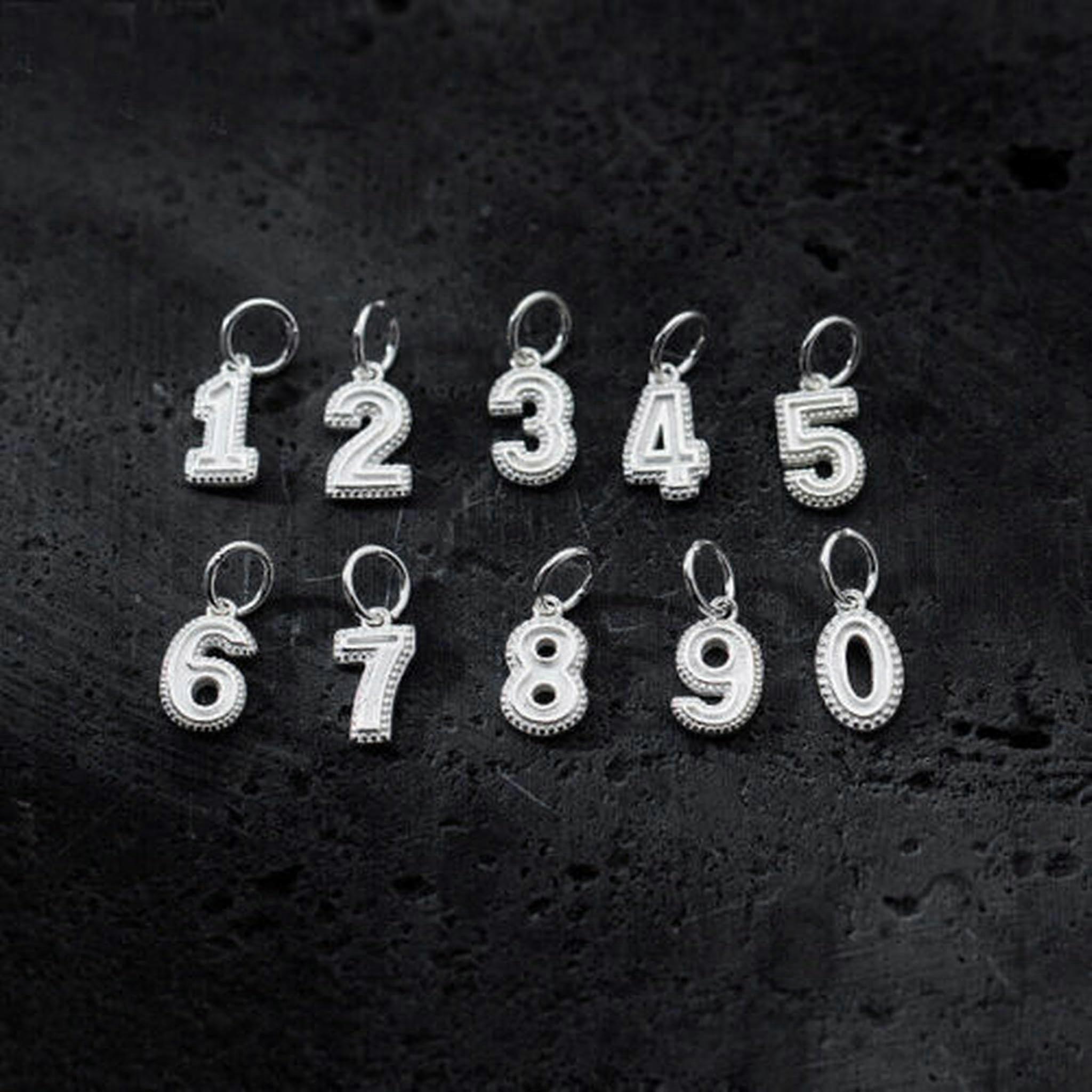 Sterling Silver Digital Number DIY Pendant Charm A2659Silver11 Piece