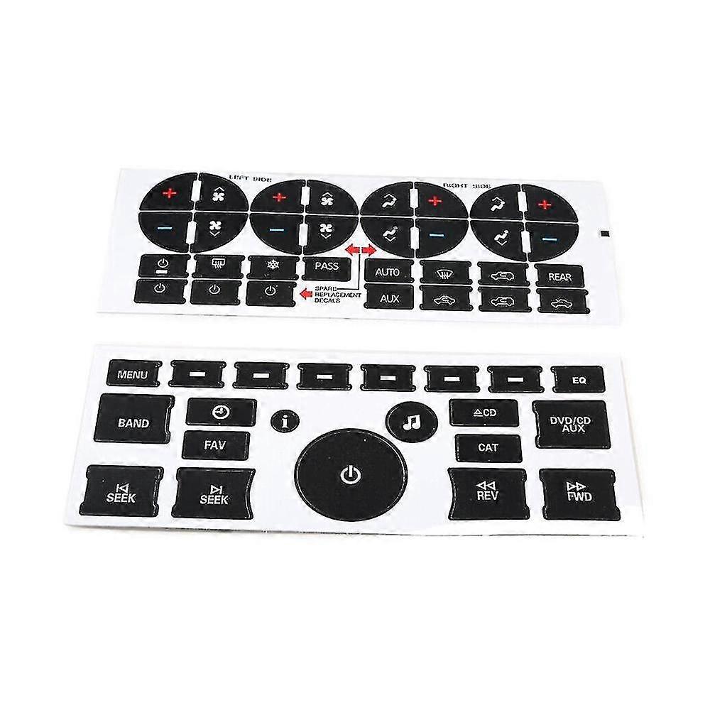 2 feuilles de contrôle AC Radio Dash Button Kit de réparation Autocollant Pour Autocollant Tableau de bord Décalcomanie--