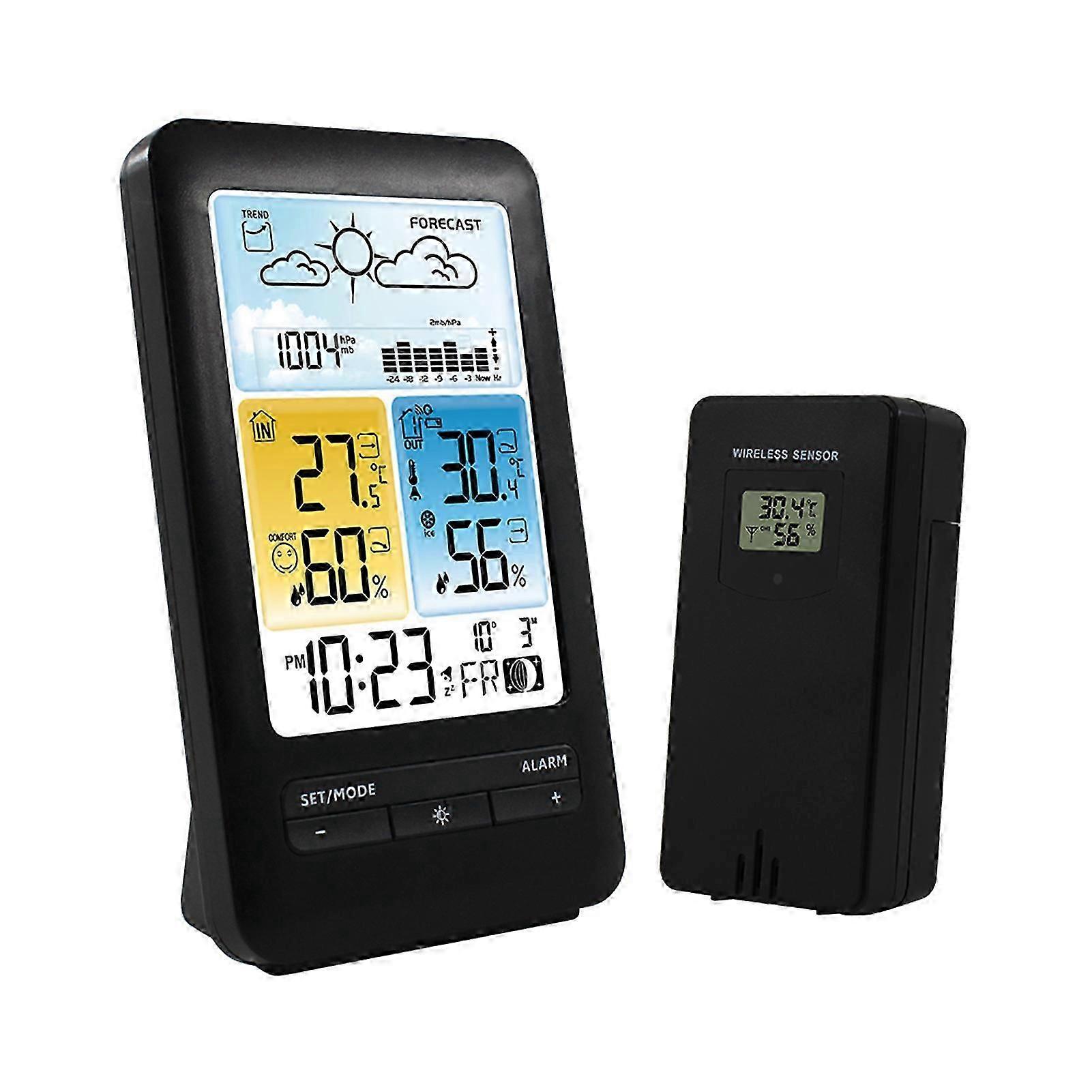 2025 Latest Model LCD weather station alarm with snooze function, temperature and humidity