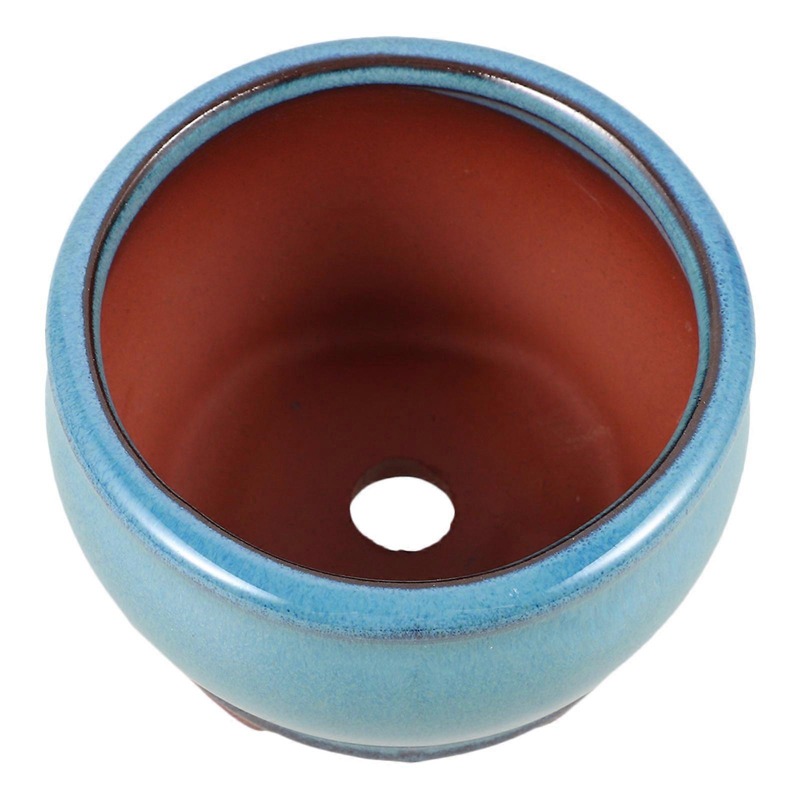 Ceramic Flowerpot Desktop Compact Size Creative Appearance Indoor Use Office Workers 1Pack