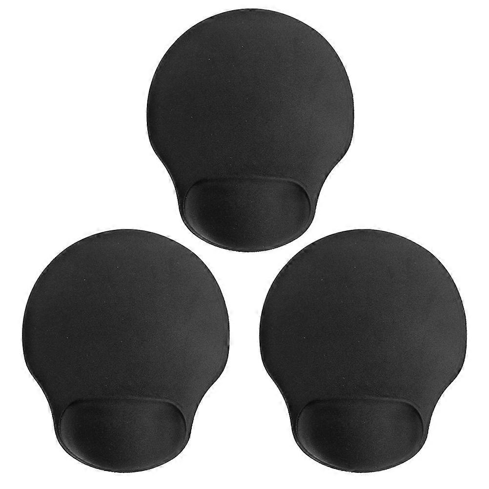 Non Slip Wrist Support Mouse Pad Set   Heavy Grip Base for Office & Gaming Use, Black Color, 3pcs Pack