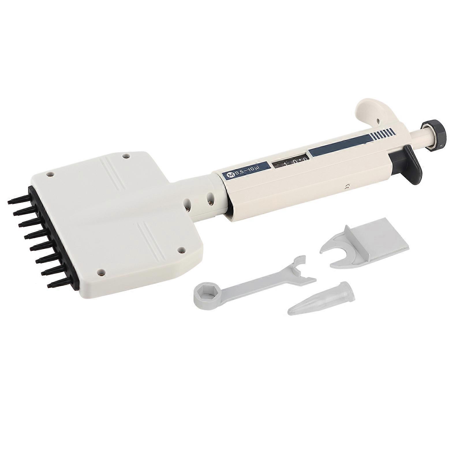 8-Channel Vraiable Volume Manual Adjustable Pipettor Pipet Laboratory Tool 0.5-10μl