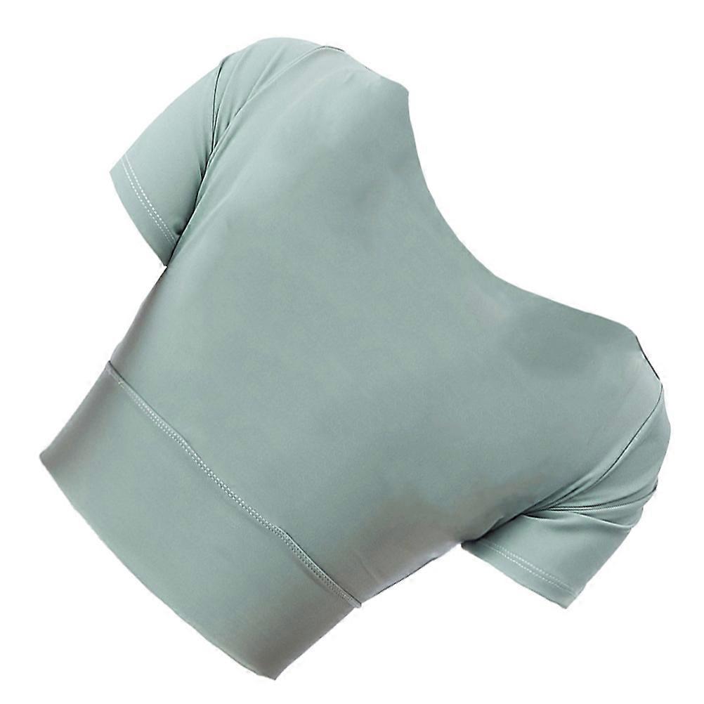 Tops with Cross Back Strap Padded Sleeve Yoga Shirts Breathable Quick Dry Fitness Sportswear for Exercise and Daily Wear