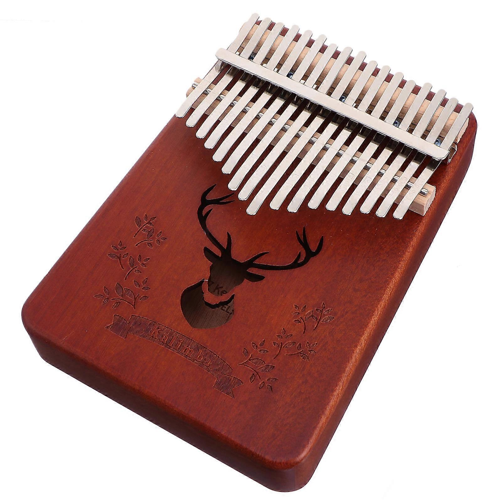 Thumb Piano Kalimba Mbira Finger Musical Instrument Retro Style Solid Wood 7.07X5.11X1.85inch Classroom Use 1Pack
