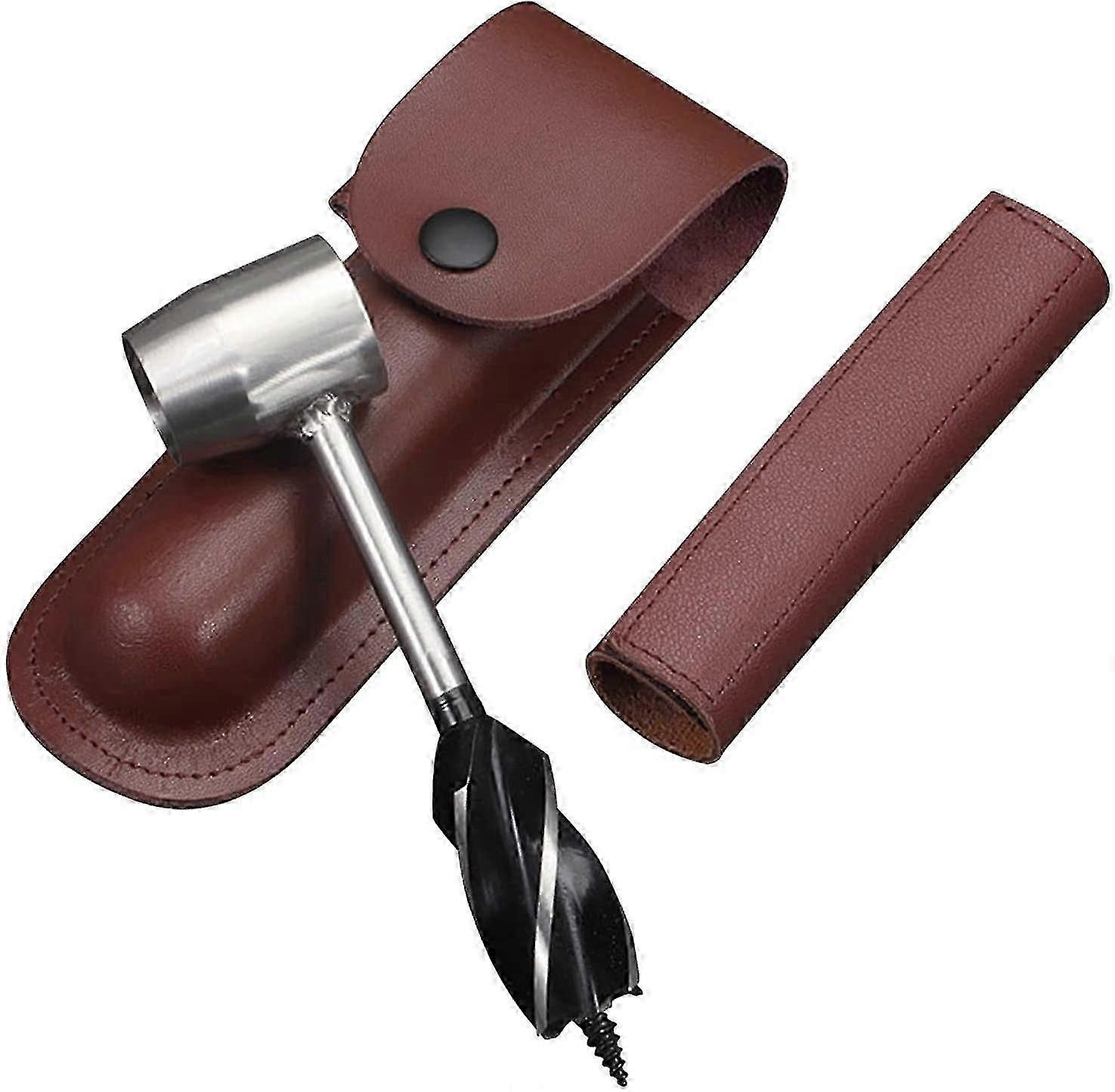 Manual Auger Drill, Survival Tools For Settlers Wrench, Scotch Eye Wood Auger Drill Bit For Backpack(brown)