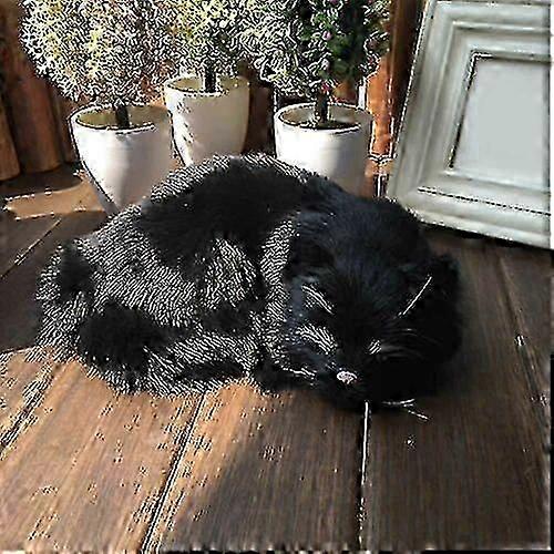 Realistic Sleeping Lifelike Cat Plush Fake Fur Life Size Furry House Animal High-Quality-Good