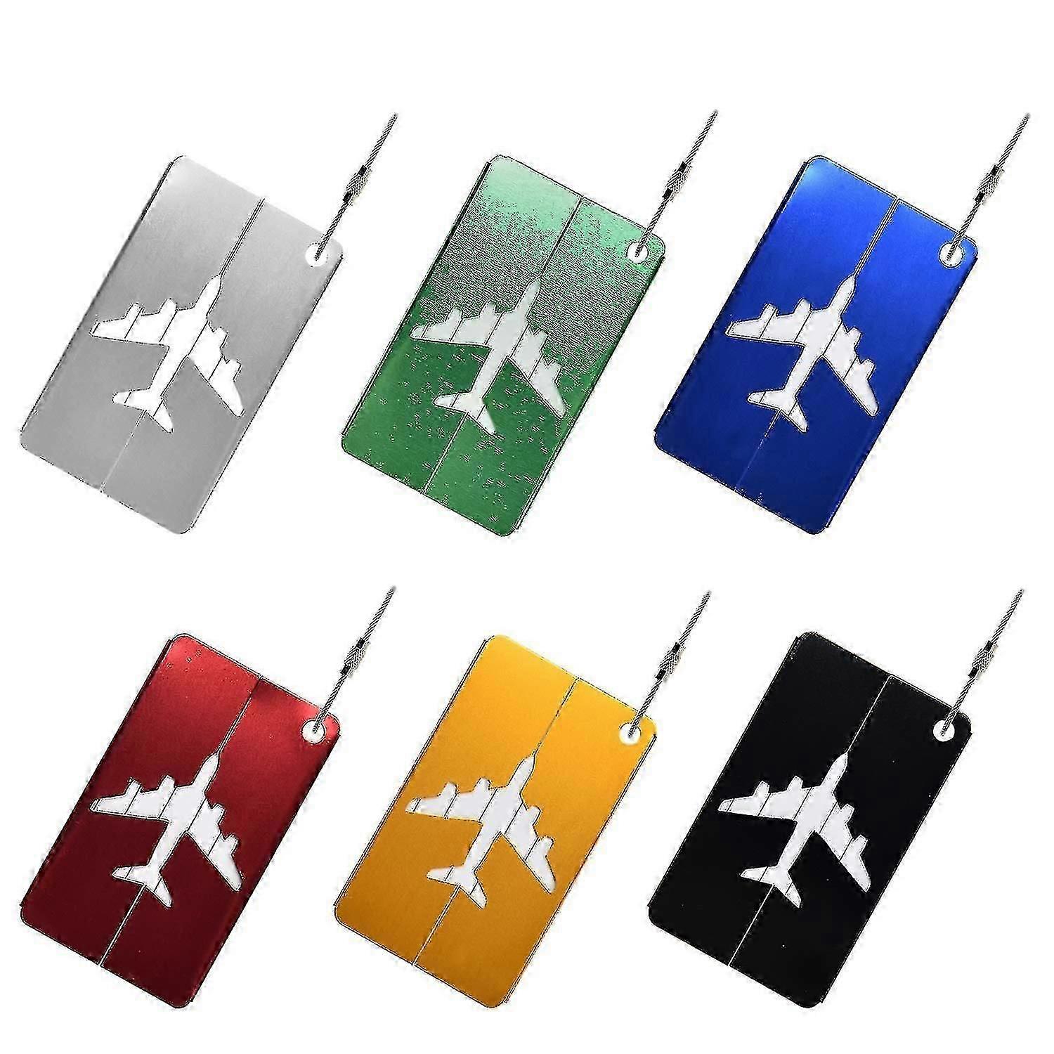 Luggage Tags For Suitcases, 6 Pack Luggage Labels Aluminium Alloy Suitcase Tags With Steel Loop For Travel Baggage Identity