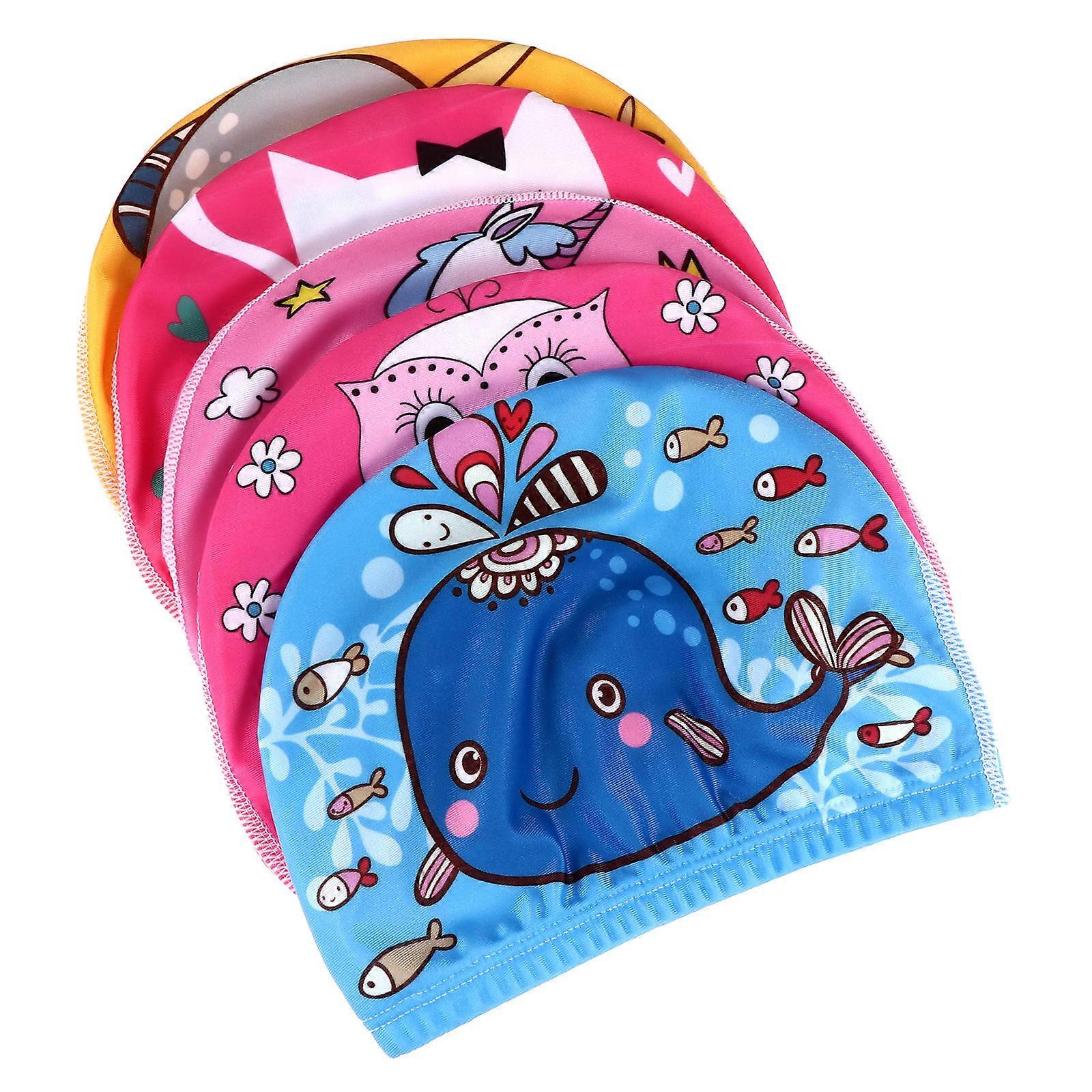 Children Swim Cap Multi-Purpose Swimming Bathing Cap 5Pcs Assorted Color