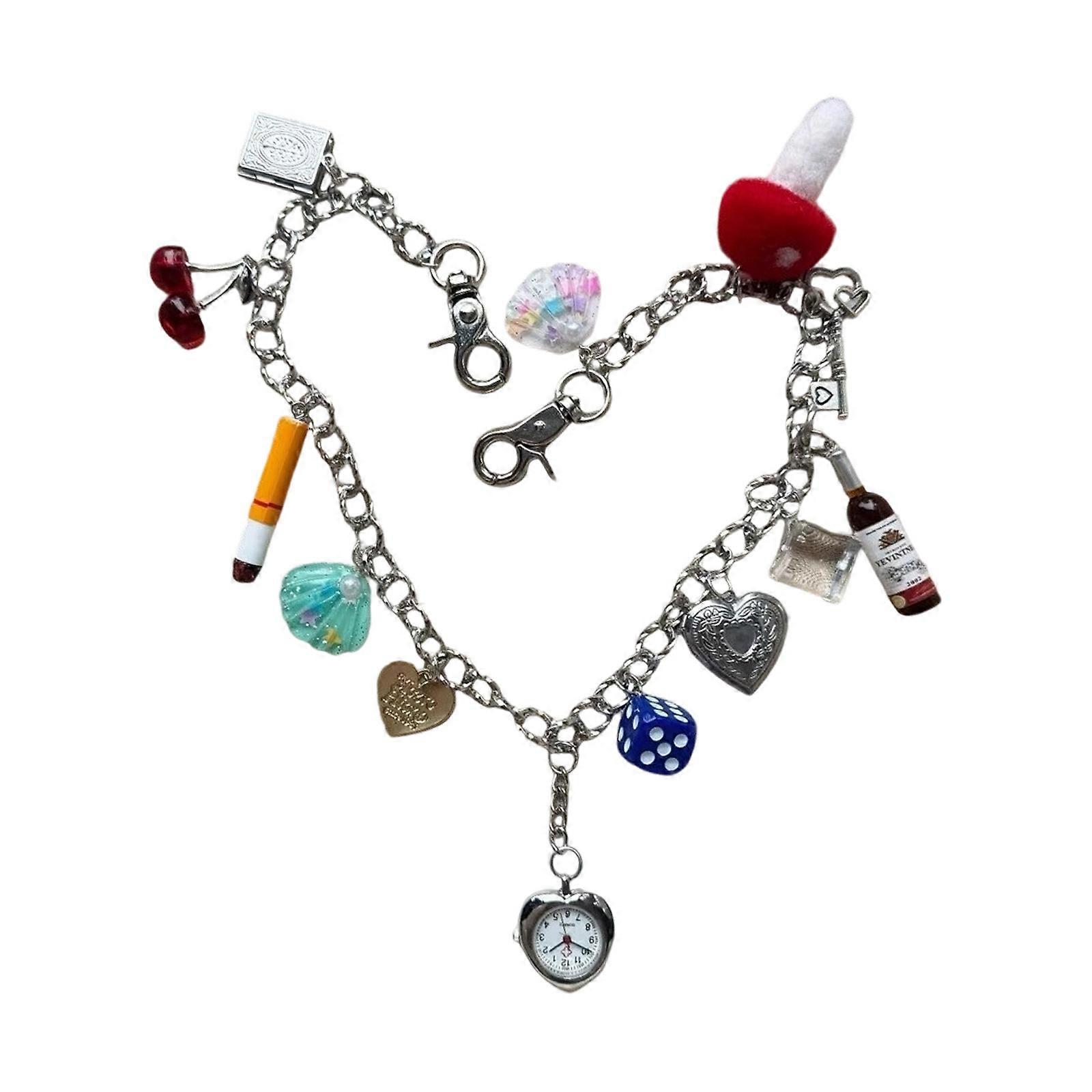 Detachable Alloy Waist Ornament with Watch Accent, Versatile Pants Chain Waist Decoration Chain for Bag Styling Multicolor