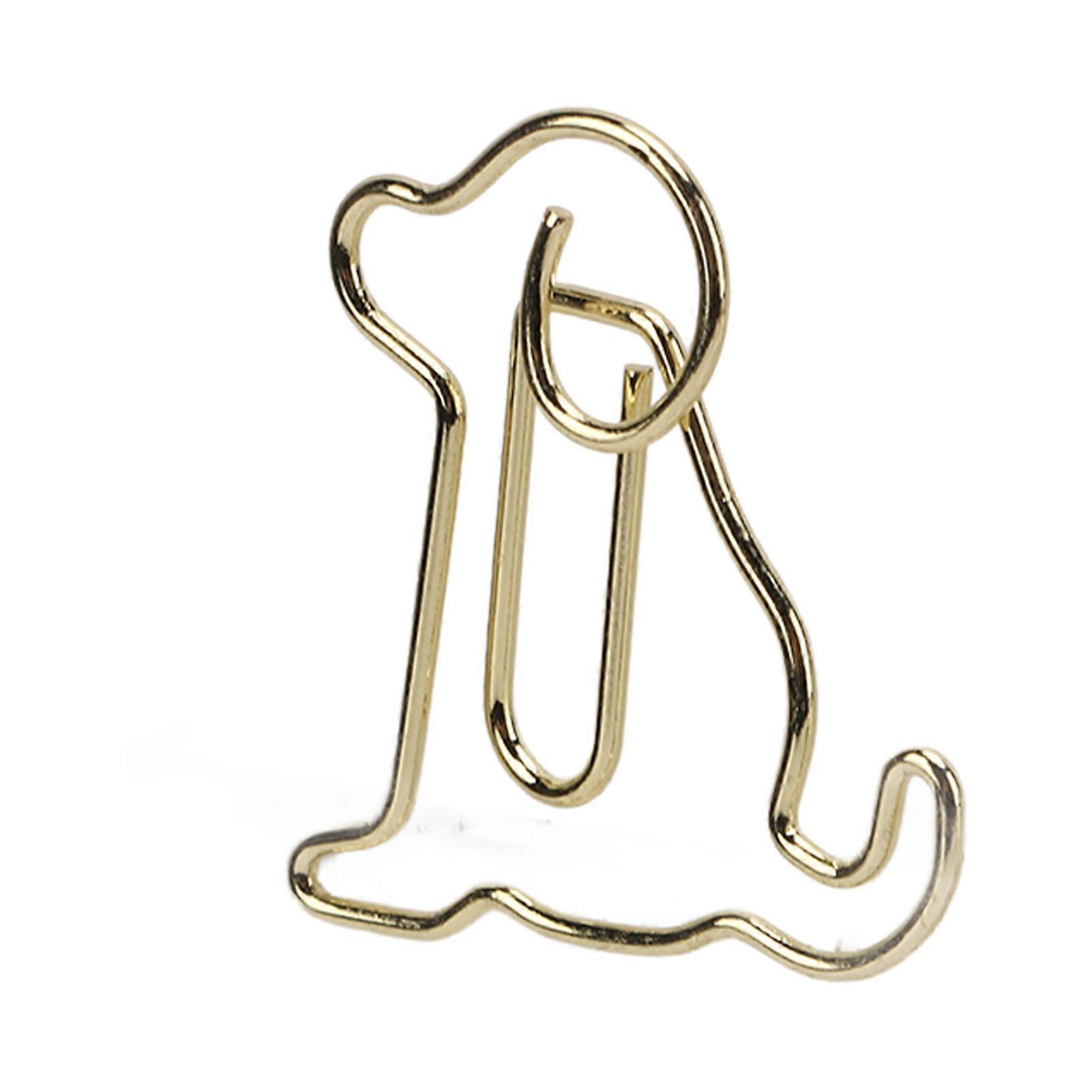 25pcs Shaped Paper Clips Metal Material Light Portable Golden Puppy Shapes Office Clips for Document Classification
