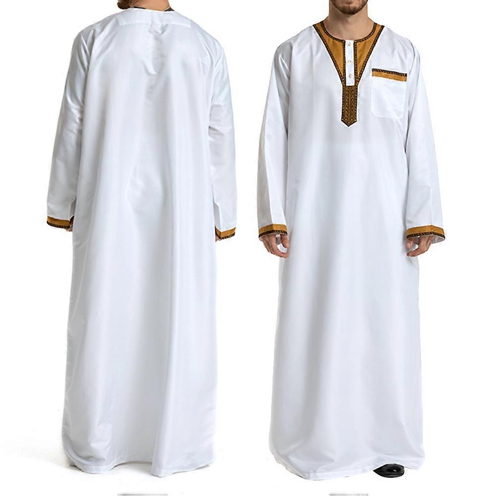 Middle Eastern Robe Fashion Style Long Sleeve White Size L 1Pcs