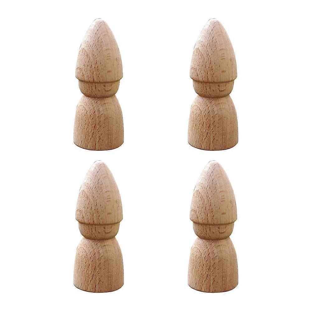 4pcs Unfinished Puppet Craft Kit for DIY Painting, Natural & Durable Art Accessories for Creative Projects