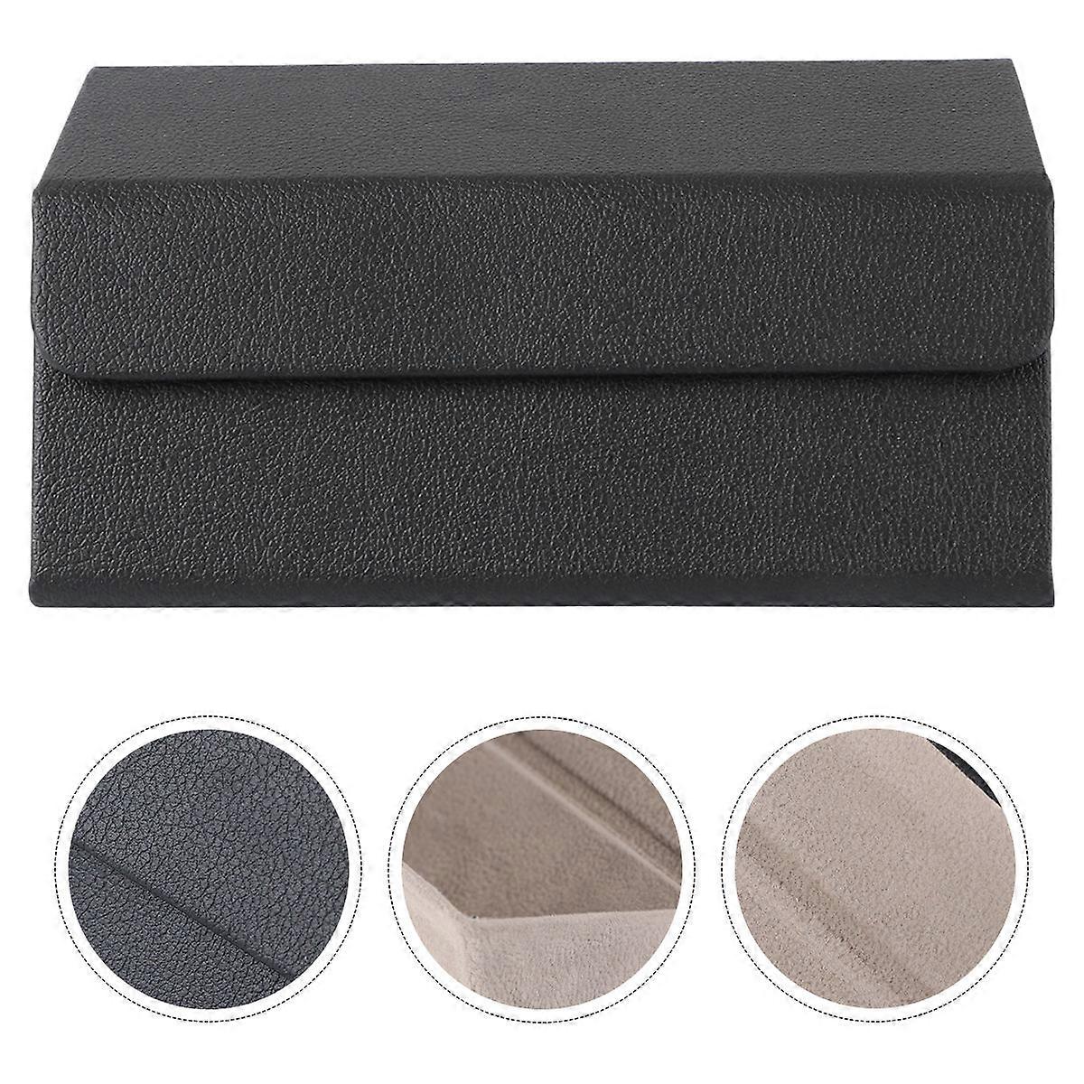 Glasses Storage Case Simple Design Rectangular Black Long-Lasting Use 16x10cm 1Set