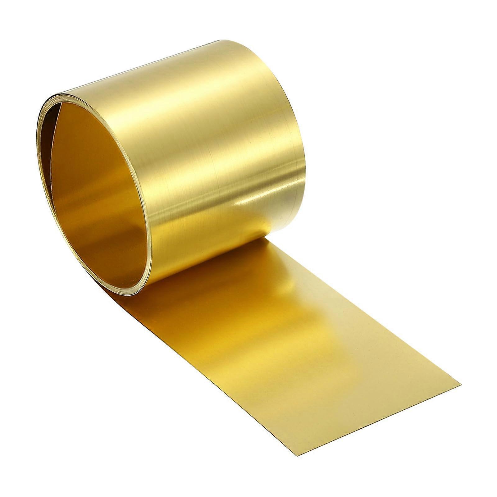 Brass sheet roll, 0.2 x 50 x 2500mm (T x W x L), metal sheet roll made of brass for crafting, electrical DIY projects, repairs, gold.