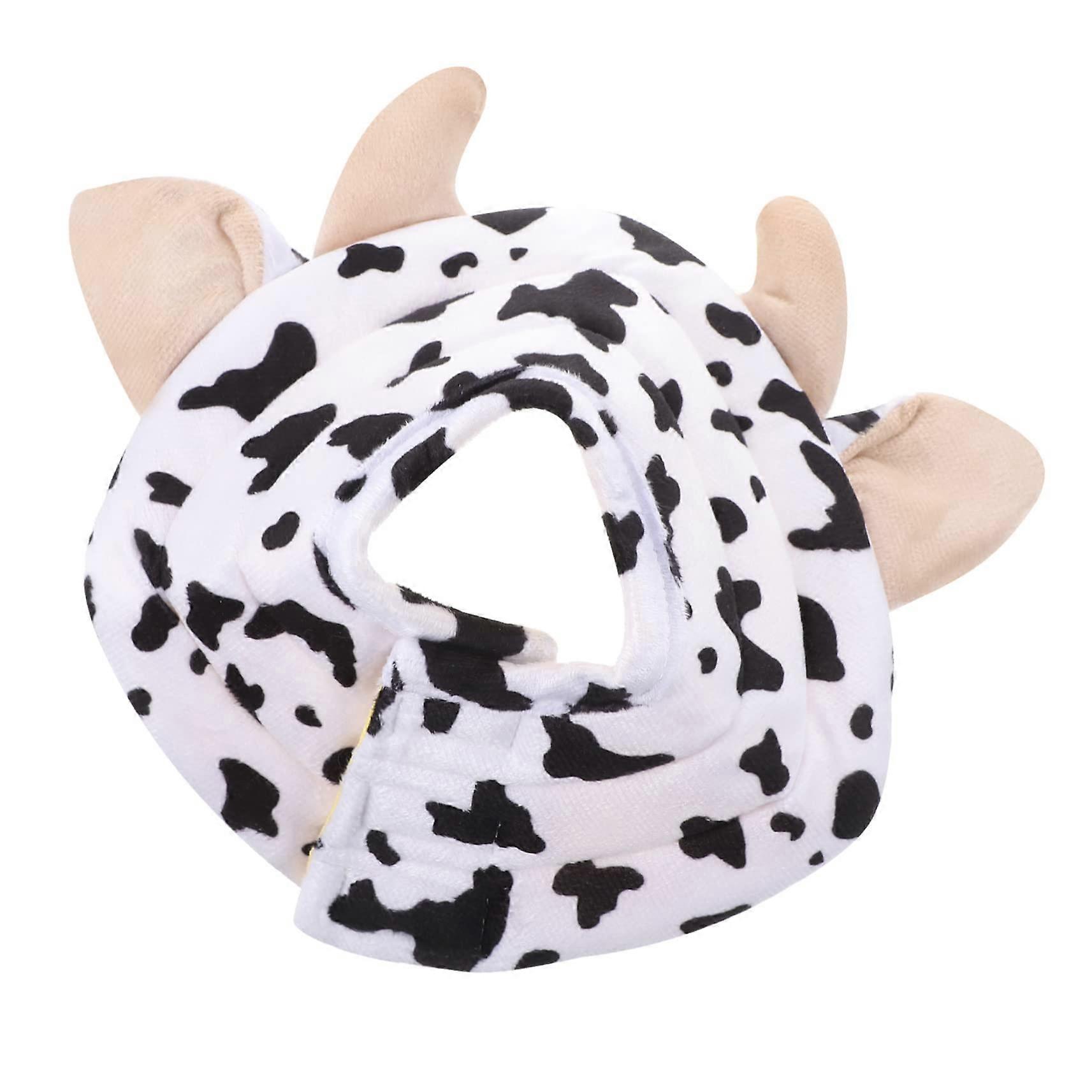 Soft cotton fabric neck collar
Protective neck brace for cats and dogs
Antilick recovery collar for care and rest
Cow pattern, white
