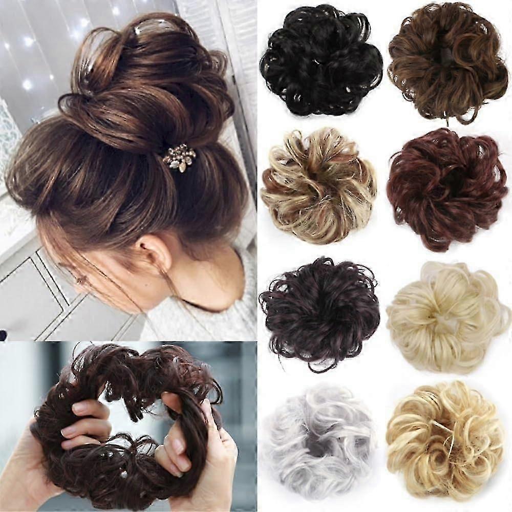 Chignon élastique pour queue de cheval, chignon relevé, rehausseur de volume pour femmes (jaune doré)