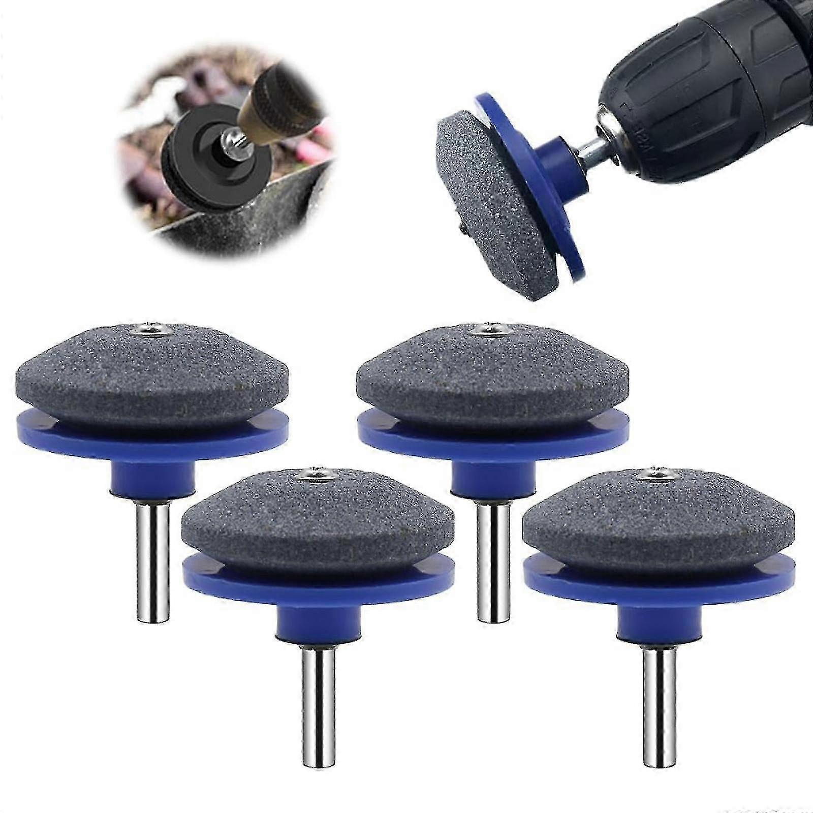 AURA 4Pcs Lawn Mower Blade Sharpener, Heavy Duty Garden Tool Sharpener, for Lawn Mowers and Most Power Drills