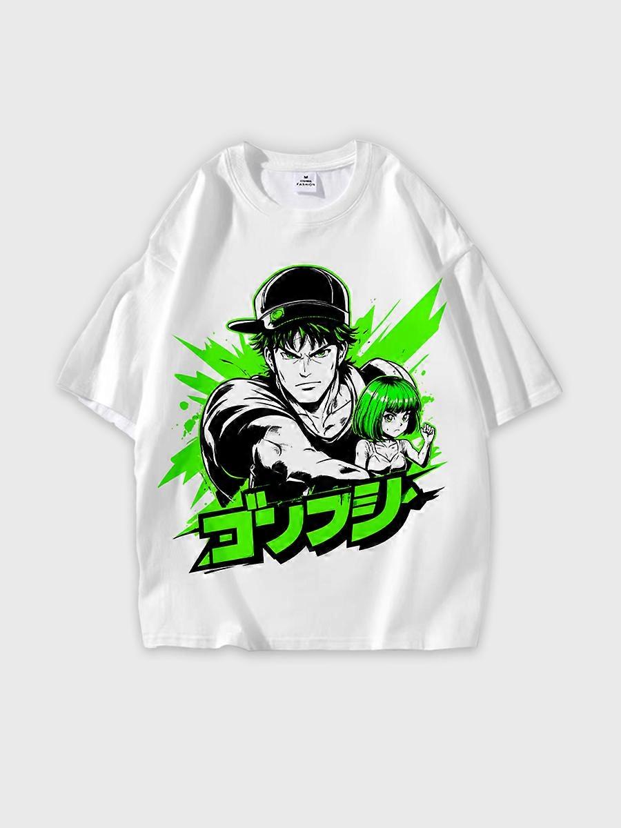 T-shirt round neck book Characters Pattern loose short sleeve E1586