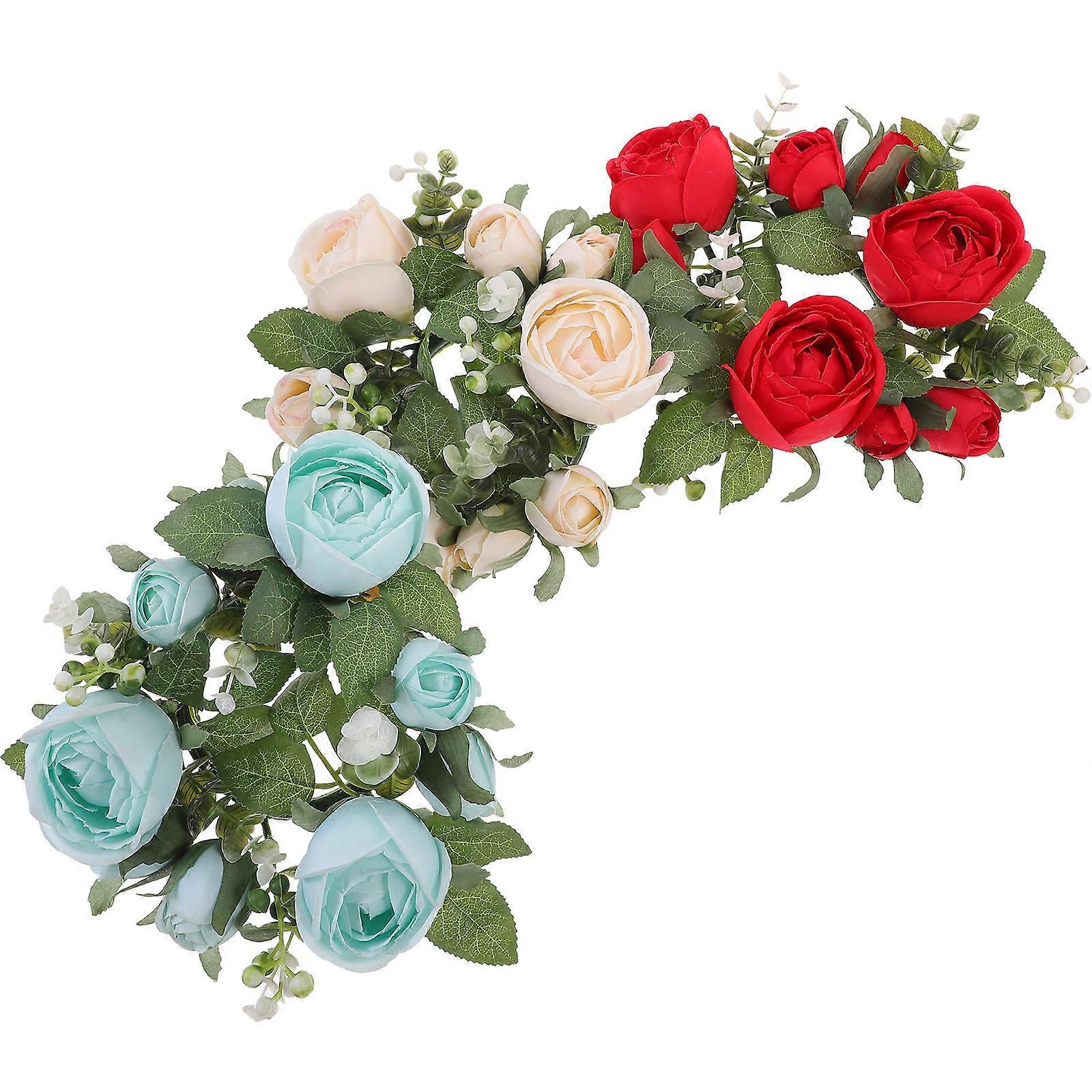 Tabletop Wreaths Simulation Small Wreath Decor Blue 20.00X20.00X6.50CM Table Decoration 3Pcs