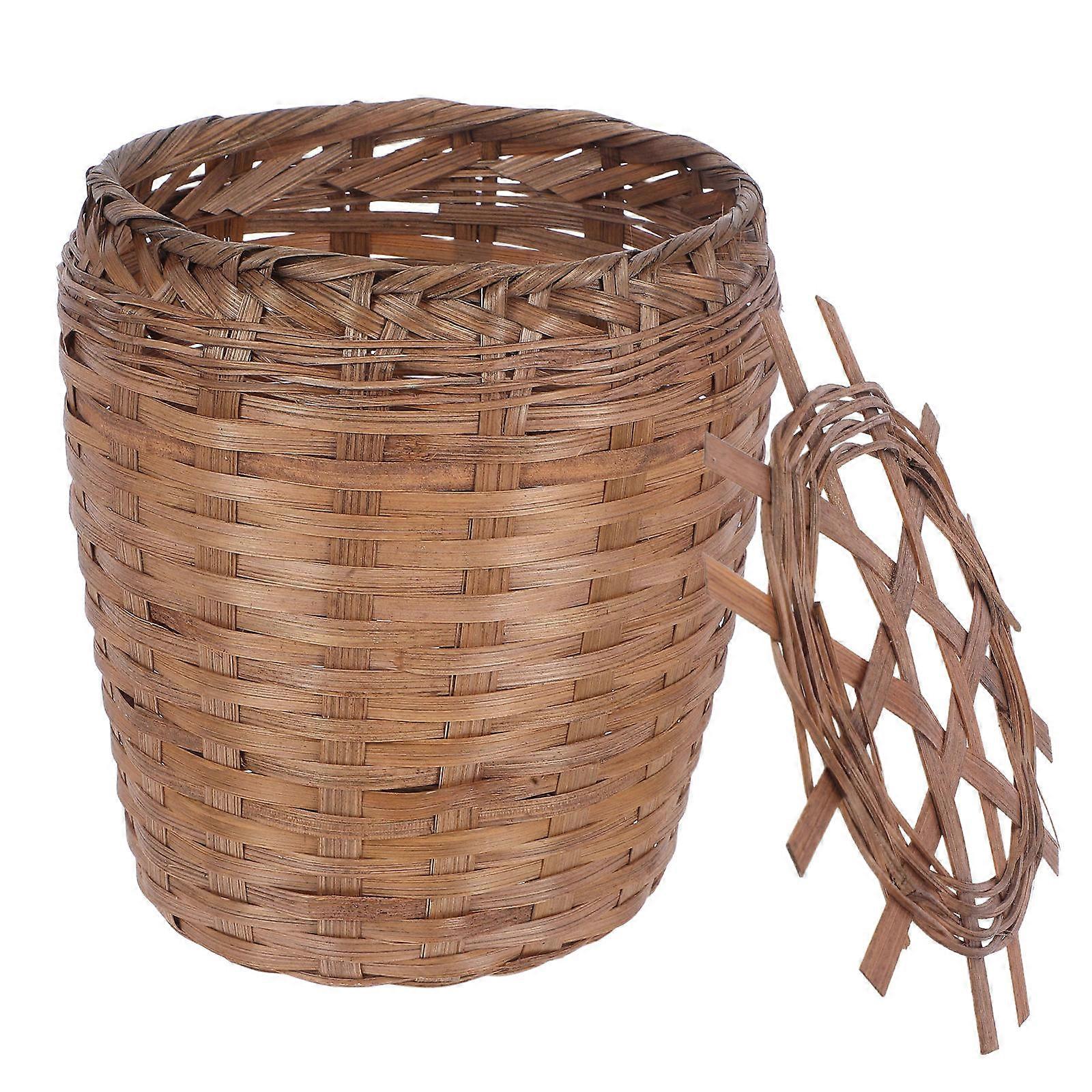 Wicker Trash Basket for Home in Light Brown Made from Natural Wood Versatile Storage 12.5 Inches