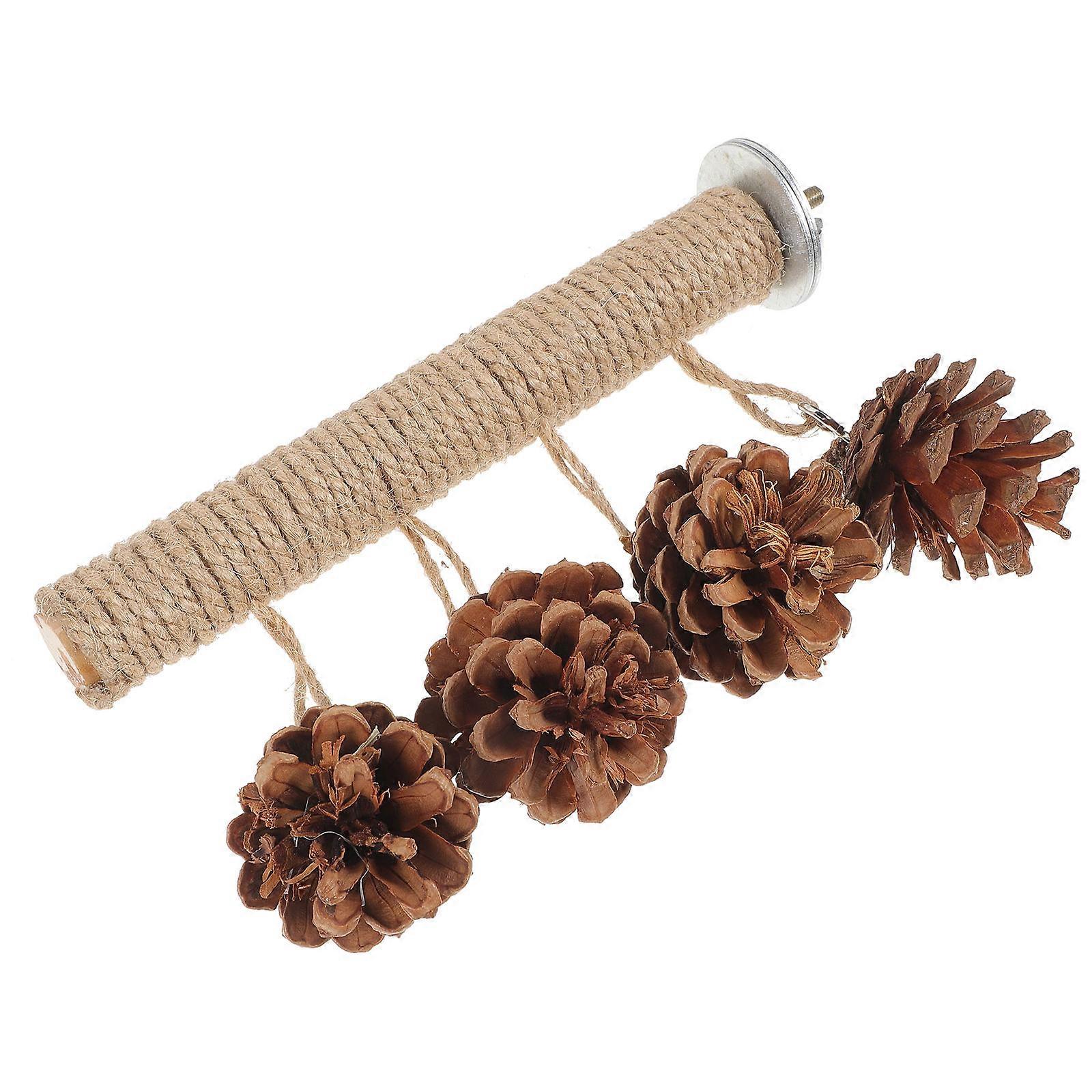 Bird Chew Platforms Parrot Wood Perch Indoor Play Pine Cone Material Perching 1Pcs