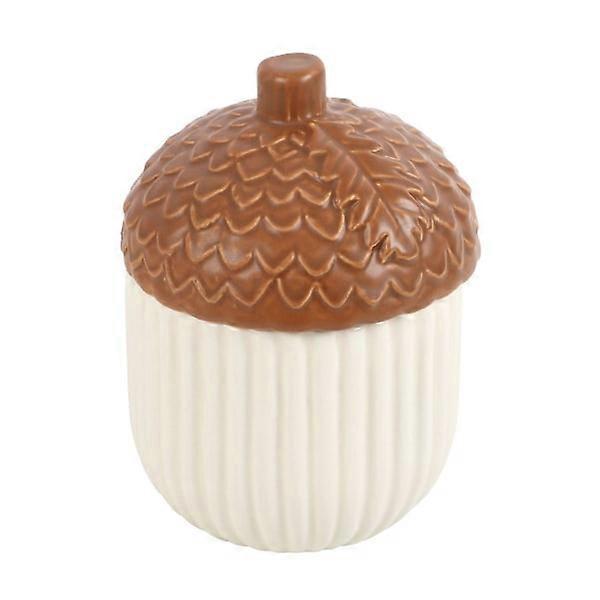 Something Different Autumn Acorn Ceramic Jar One Size White/Brown White/Brown One Size