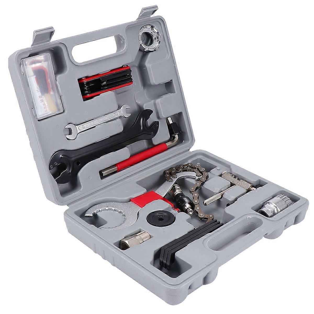 Cycle Tool Kit Bicycle Tool Kit Set Multifunction Repair For Bike 26x21x7cm Tool Storage 25Pcs