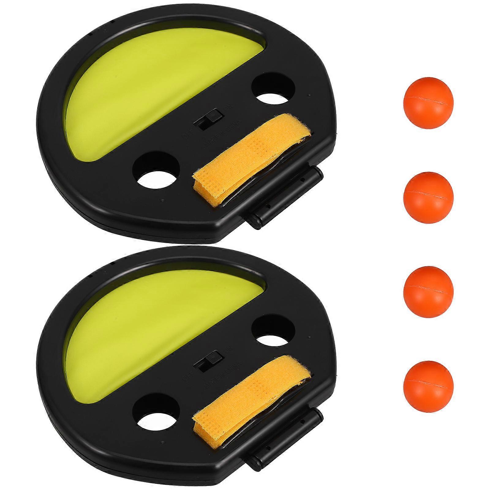 Hand Catching Ball Racket Childrens Outdoor Toy Throwing Game Set Catch Hand Clip Design Yellow 1 Set 2Pcs Racket 4Pcs Balls