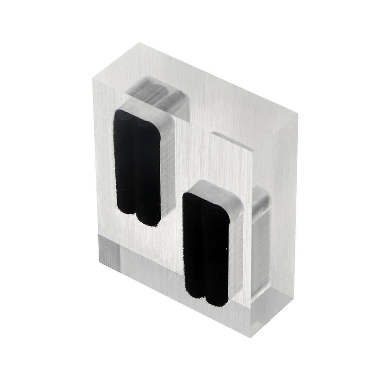 Ring Display Stand Jewelry Organizer Double Slots Design Square Acrylic 5.5x4.5x2cm Home Use 1Pack