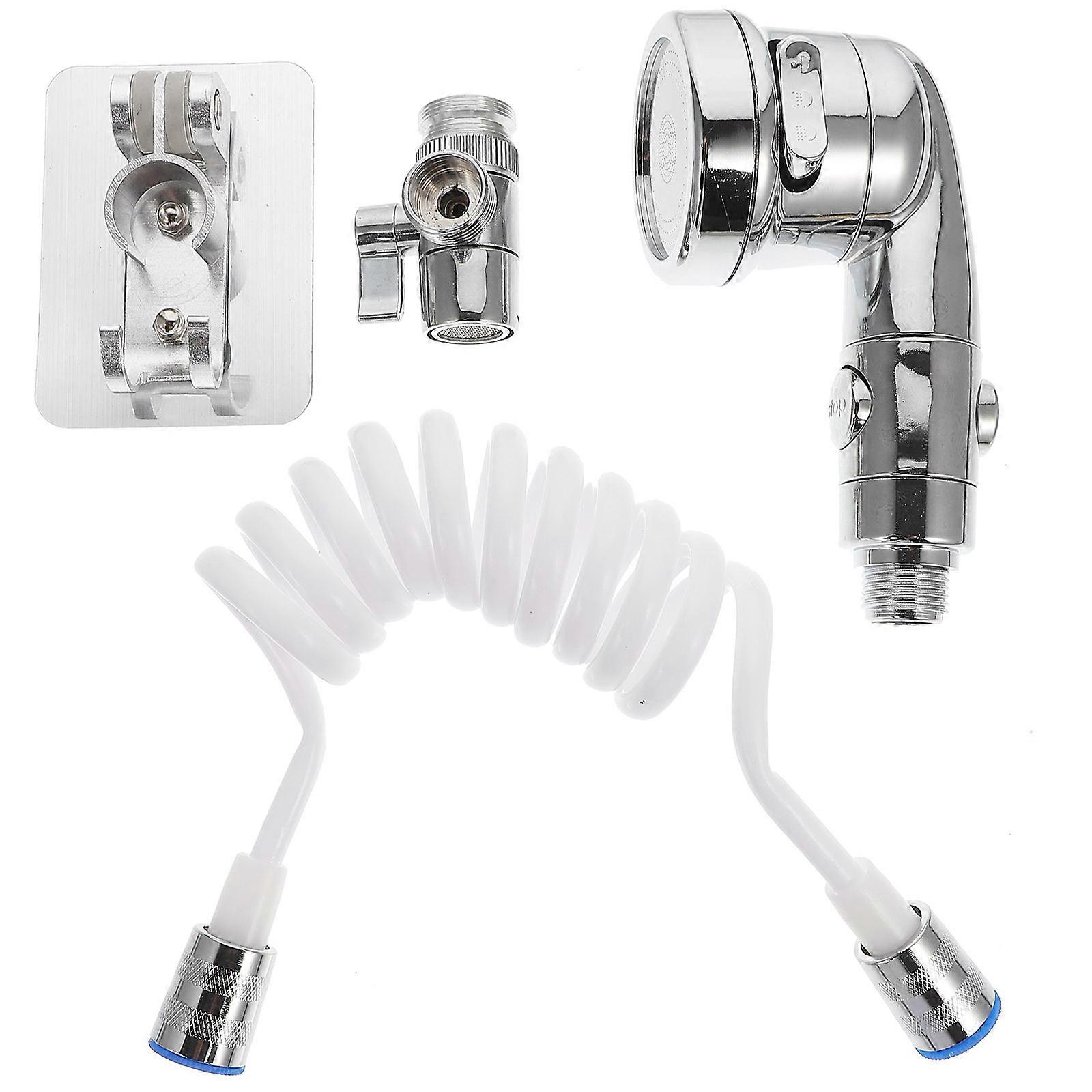 Silver Shower Head with Extender Hose for Bathroom Adjustable and Comfortable to Use Modern Style