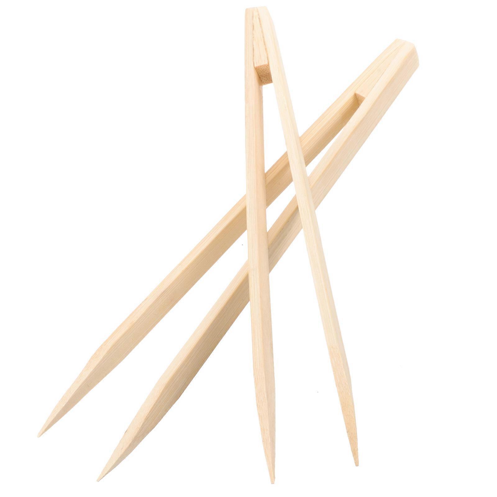 Khaki Bamboo Long Tweezers for Terrarium and Reptile Feeding Tool with Ergonomic AntiSlip Handle 2pcs