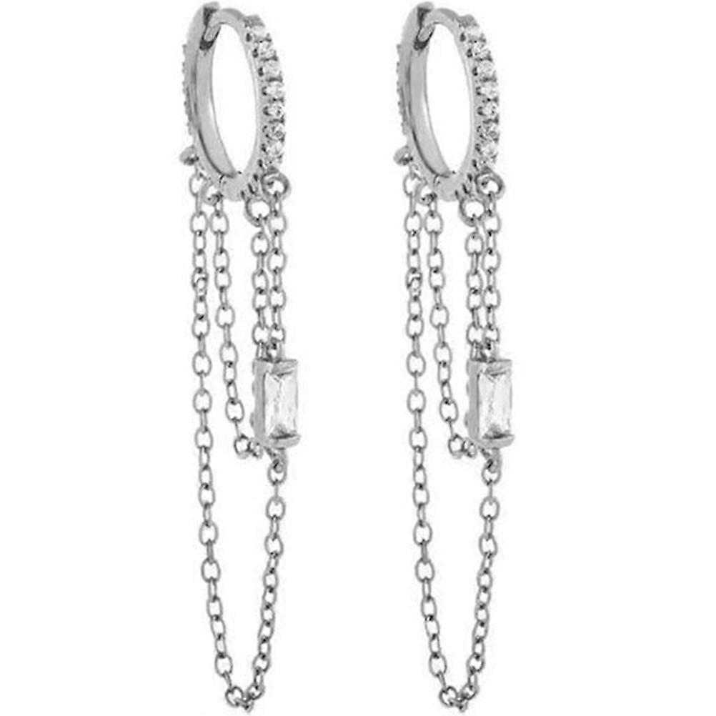 Modern Chain Drop Earrings Featuring a Delicate Tassel Style