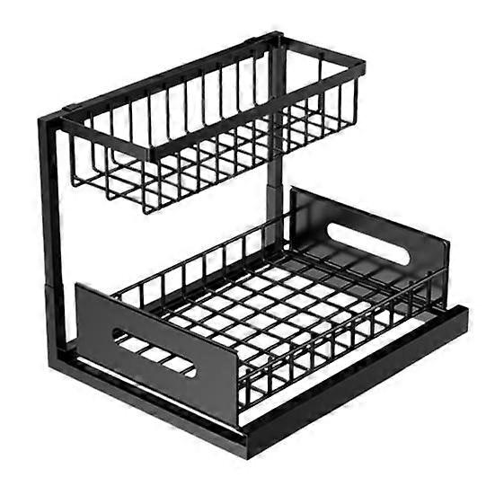 Storage Rack Under-Sink Organizer with Handle Strong Load-bearing Rustproof Easy Installation Pull-Out Rack Bathroom Organizer