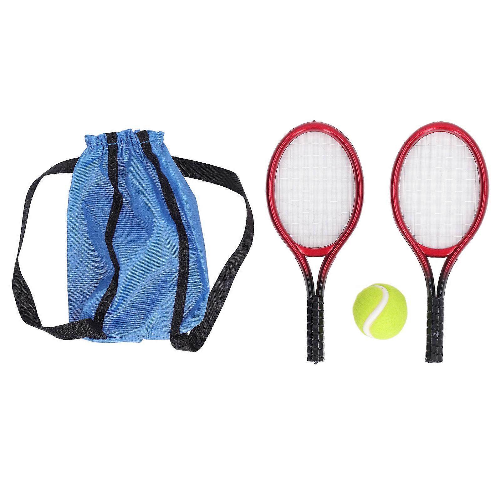 4pcs 1:12 Miniature Tennis Racket Ball Set Dollhouse Decoration Accessories with Storage Bag