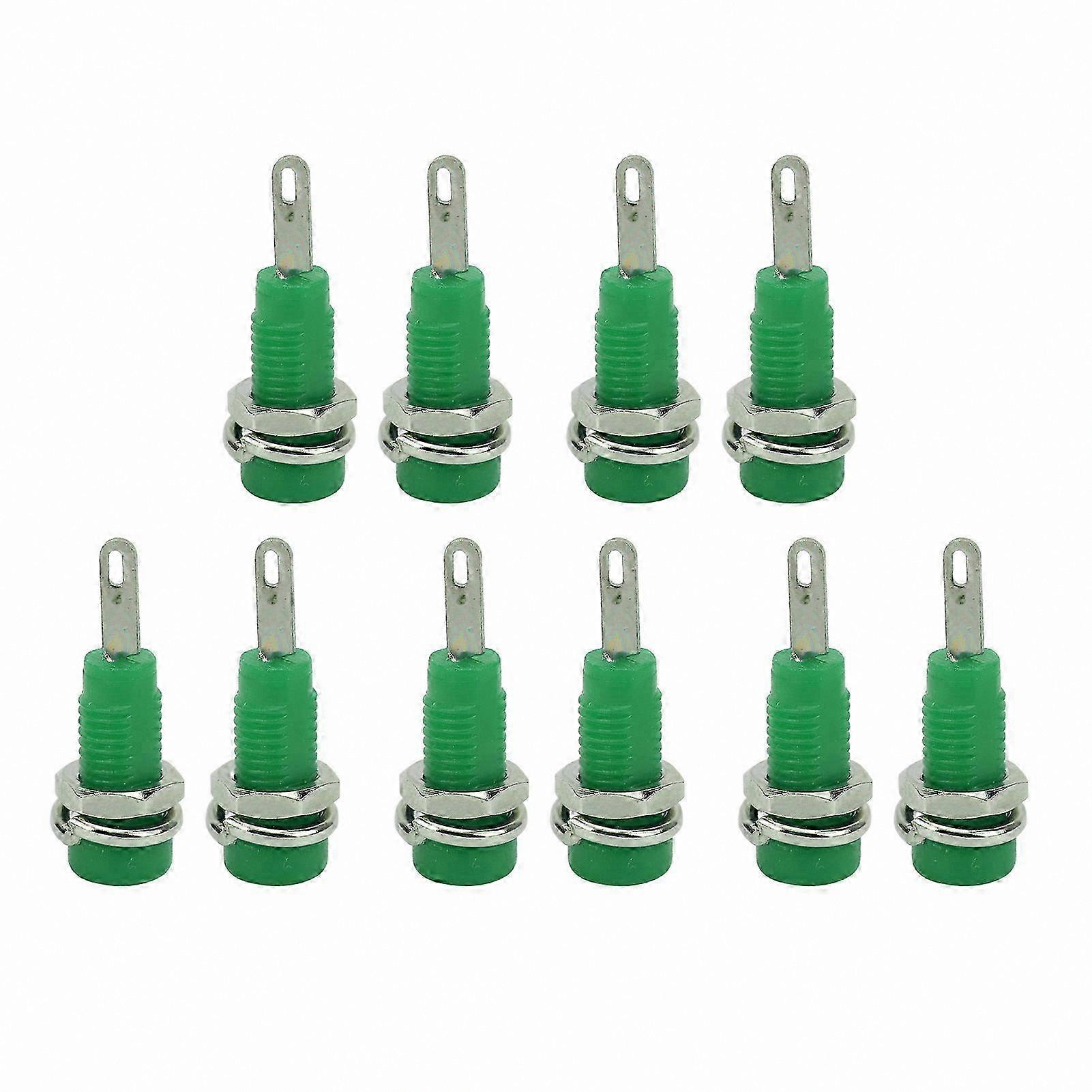 10-Pack 2mm Banana Jack Sockets for Electronics Projects - Green Extended Post Adapter Connectors