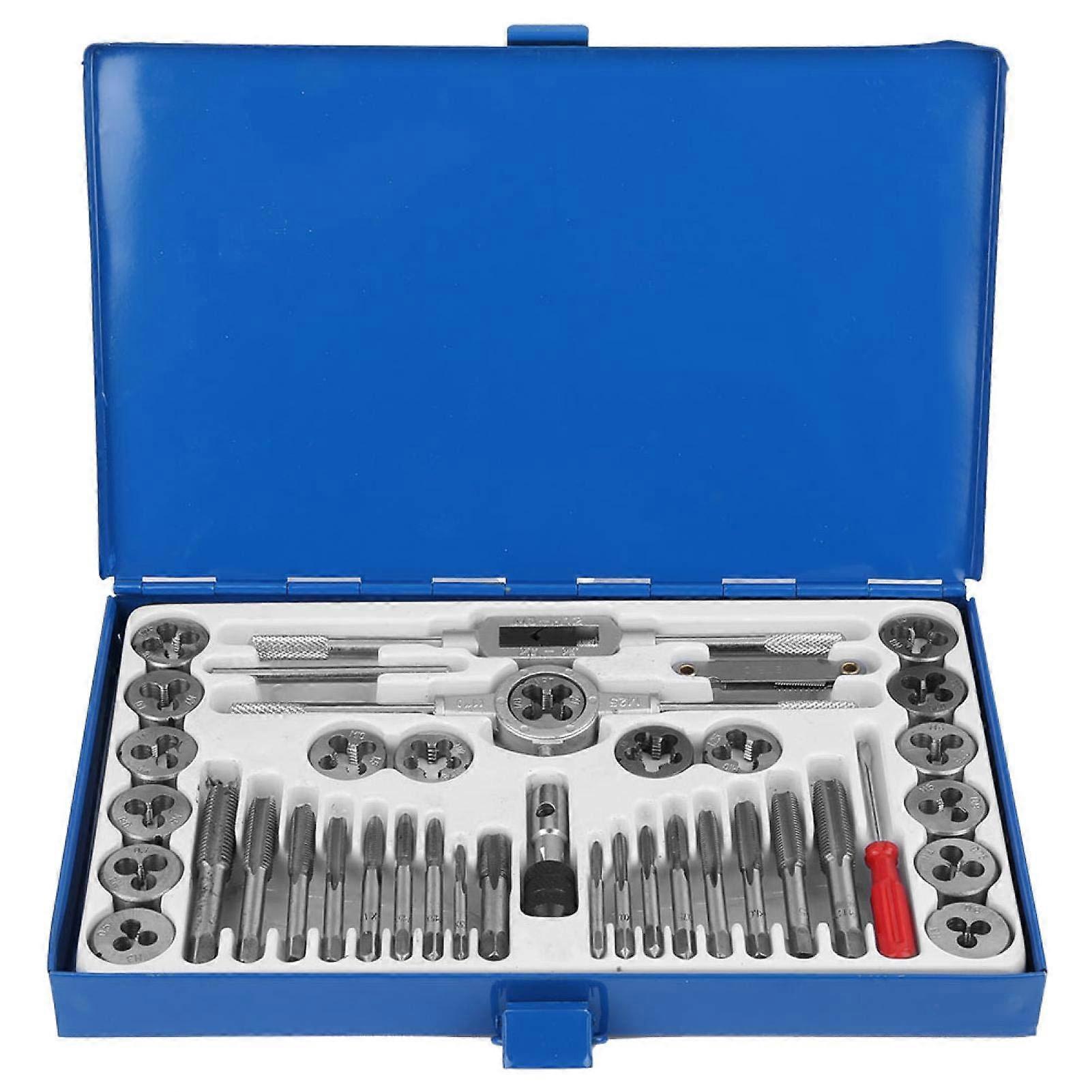 40piece tap and die set, hand tool set made of hardness alloy steel for DIY enthusiasts, vehicles, and machinery.