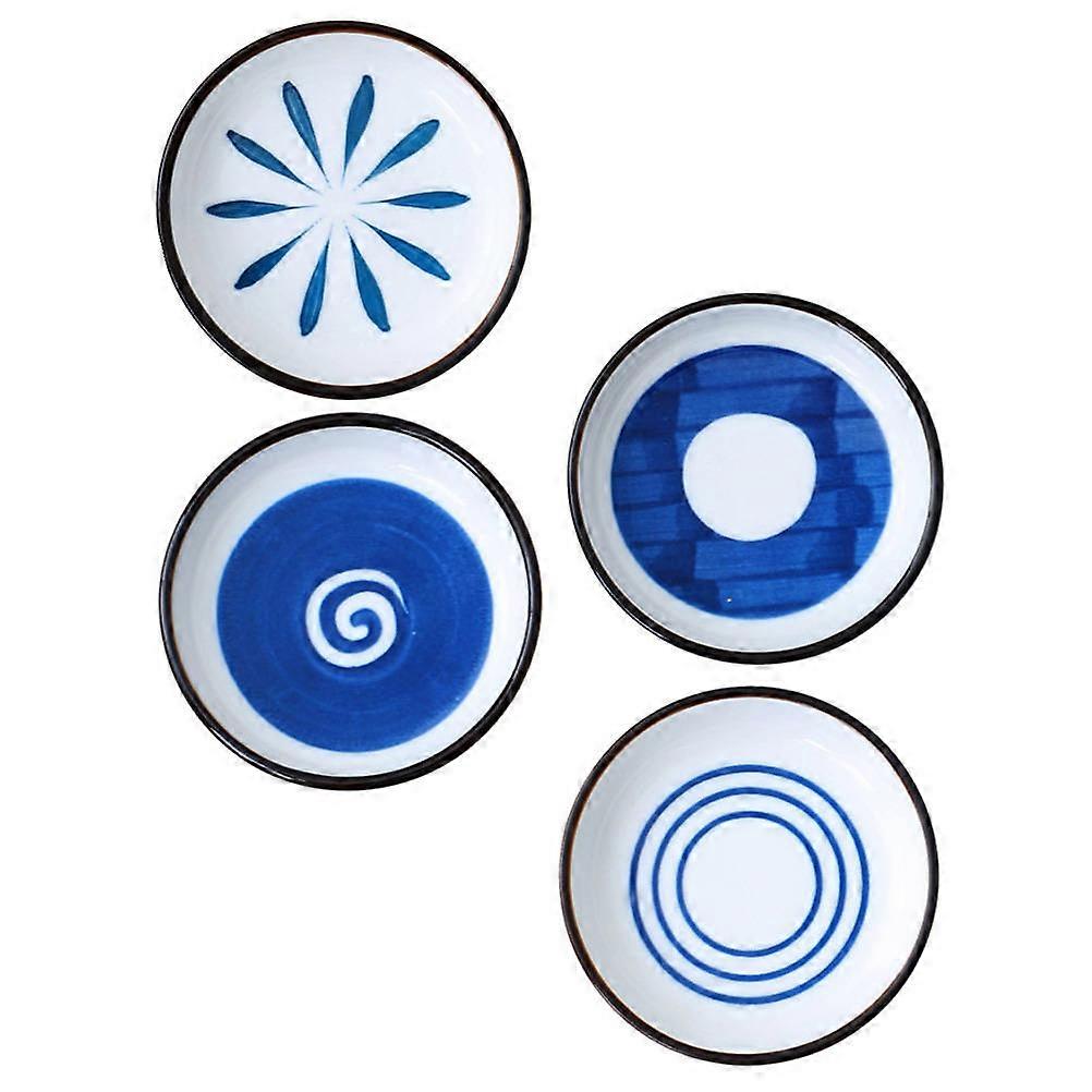 Assorted Color Ceramic Sauce Dishes for Kitchen Use MultiPurpose Condiment Plates Set of 4