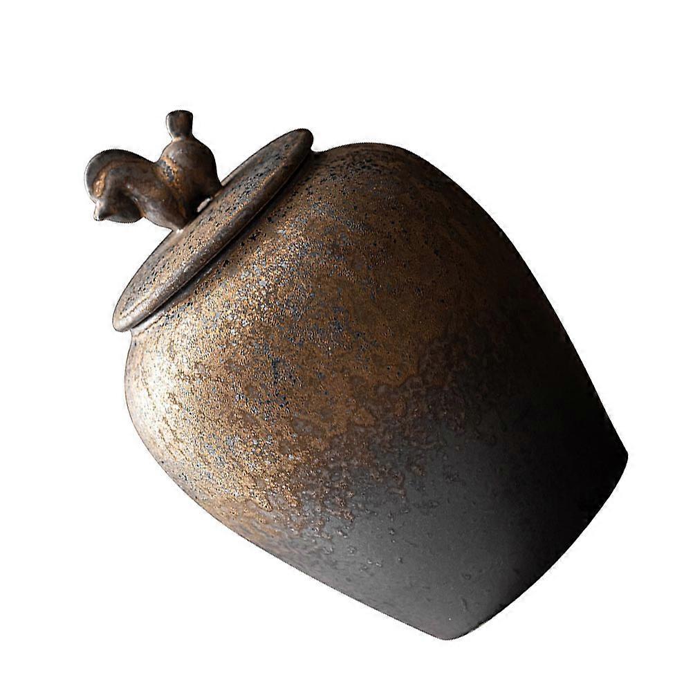 Tea Storage Container 1Pack Ceramics Craft Sealing Jar Perfect For Home Use Coffee Color Round Design