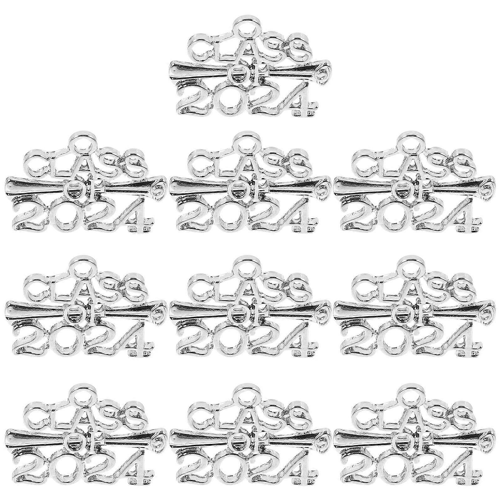 10pcs Unique Alloy Charms for DIY Jewelry Making Lightweight Durable Pendants for Bracelets & Necklaces, Graduation Year Theme Crafting Accessories