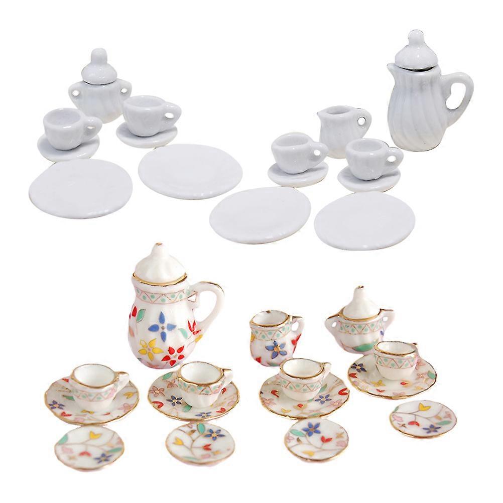 Ceramic Miniature Dollhouse Tea Cup Set with Tea Pot for Playtime & Home Decoration – Realistic Accessories for Dollhouses