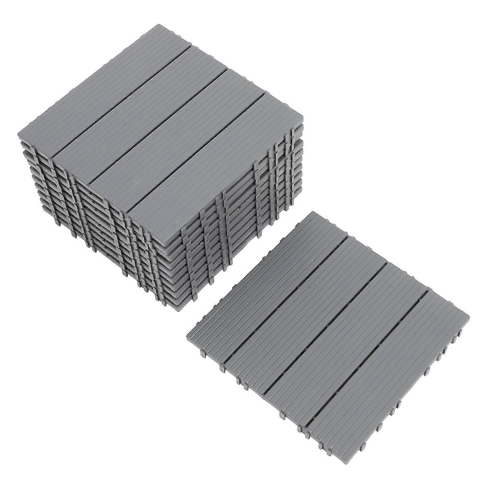 Grey Plastic Deck Tile Waterproof Outdoor Interlocking Flooring with 11Pcs