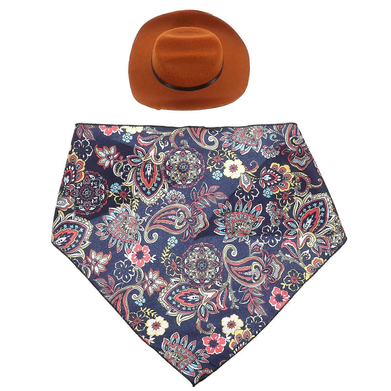 Dog Hats for Large Dogs Pet Hat with Bandana Vintage Style for Party Use Comfortable 1 Set