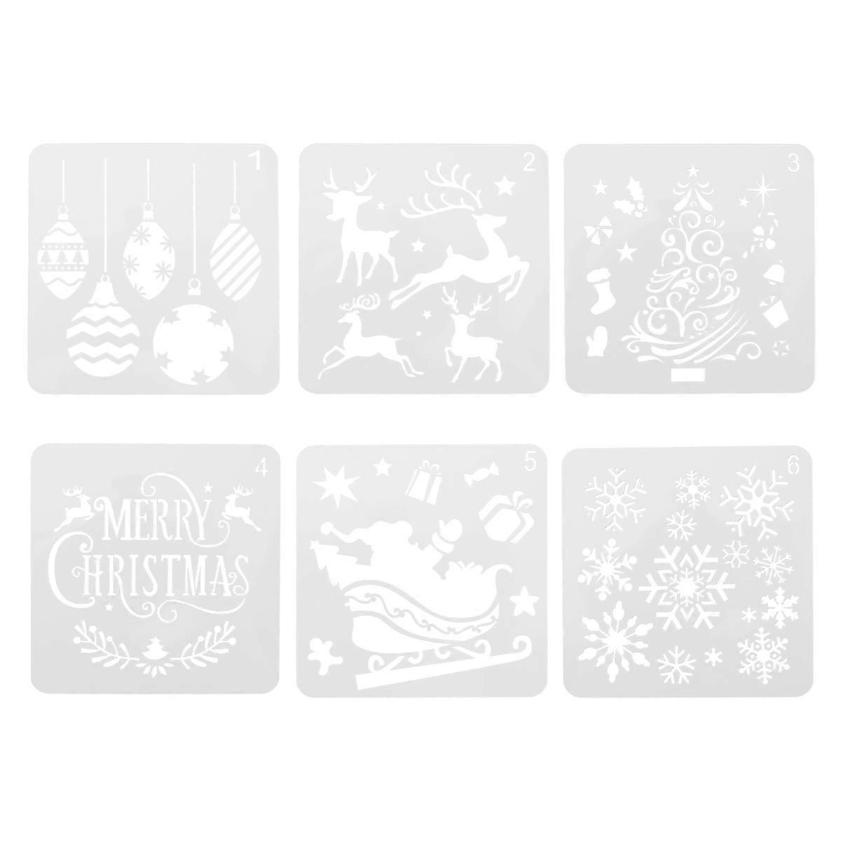 Reusable Christmas Stencil Set 6Pcs Featuring Square Designs Ideal For DIY Decoration And Crafting Projects During The Festive Season