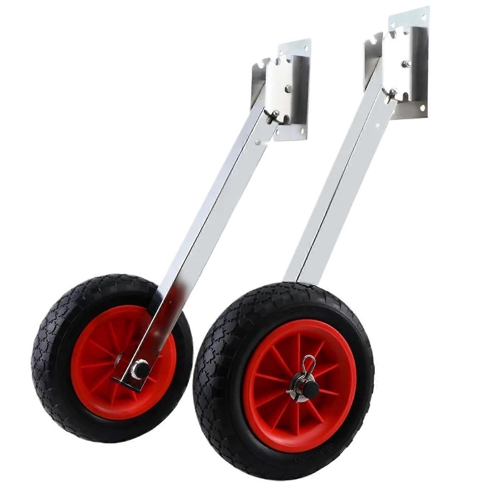 2 Pieces Inflatable Boat Launch Wheel, 300lb Load Capacity, Aluminum Frame, 38cm Diameter, Rubber Tyres, Moving Tool, Yacht Launch Wheels 1 Set