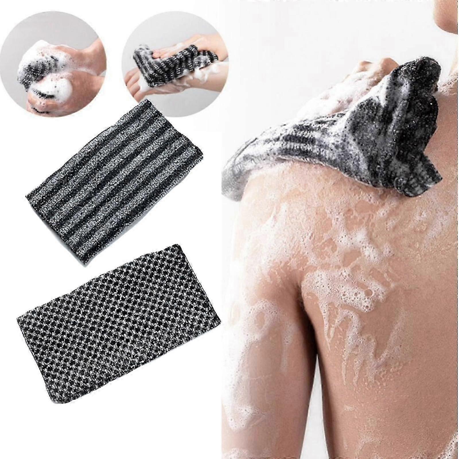 2-Piece Exfoliating Shower Sponge Set - Soft Washcloth & Back Scrubber Combo