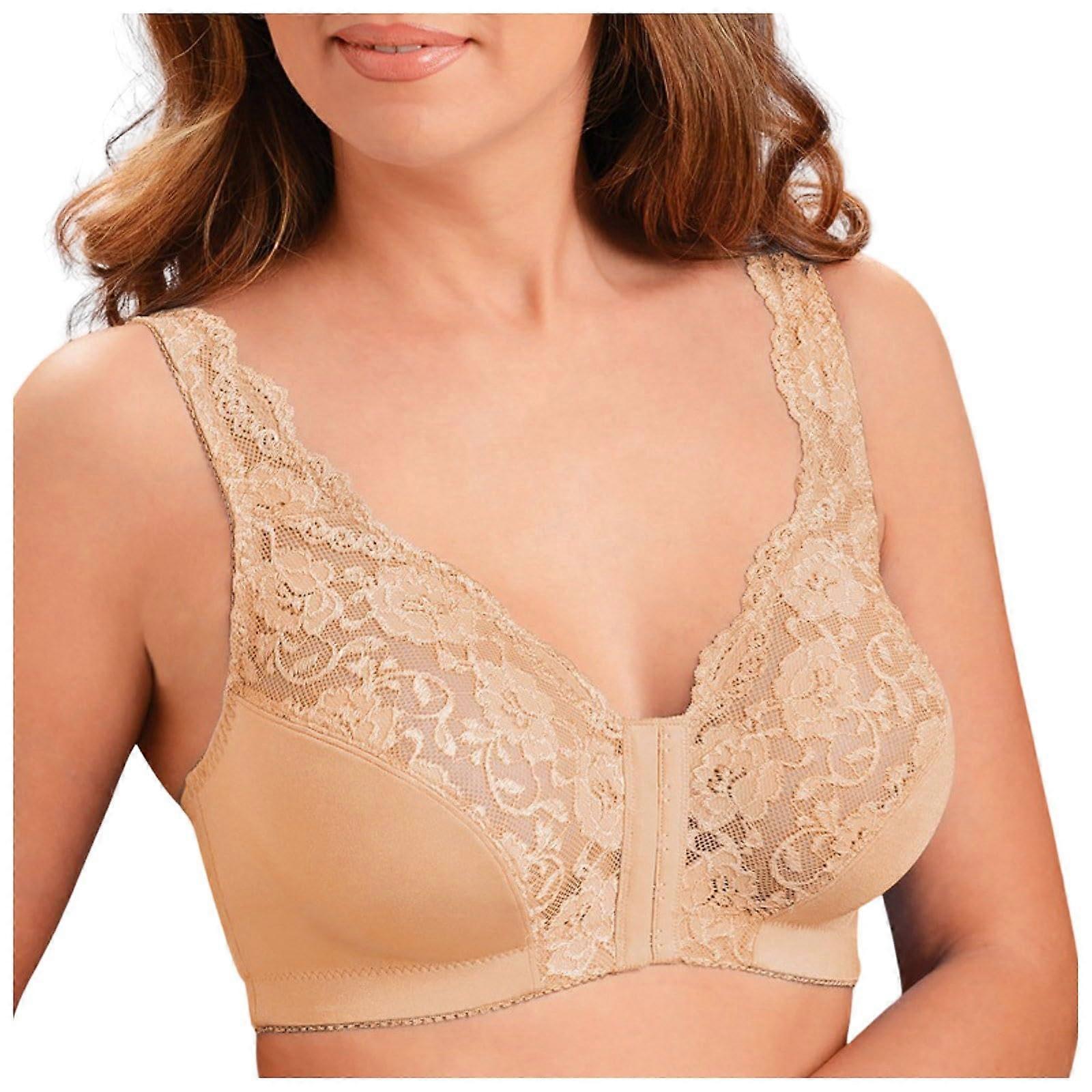 Women's Summer Lace Sports Bra Beige S, Non-Underwire Bralette with Elastic Soft Waistband, Comfortable Stretch and Optimal Fit