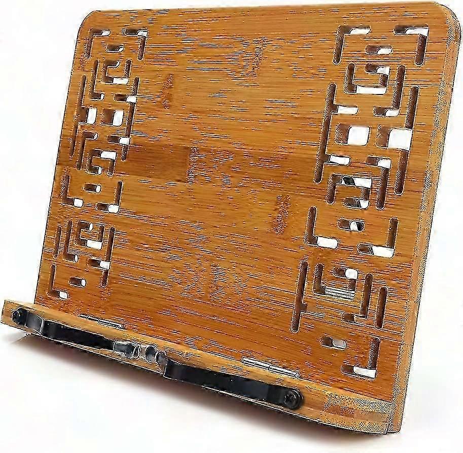Bamboo Reading Shelf & Computer Stand - Adjustable Book Holder for Desk & Table