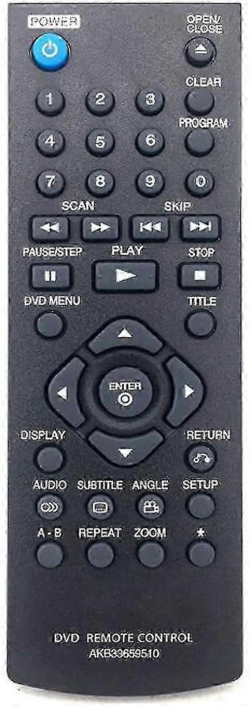 Akb33659510 Universal Remote Control for LG DVD Players - Compatible with DVX480, DVX482, DVX550, DVX552, DVX582, and DVX640-B11 Models